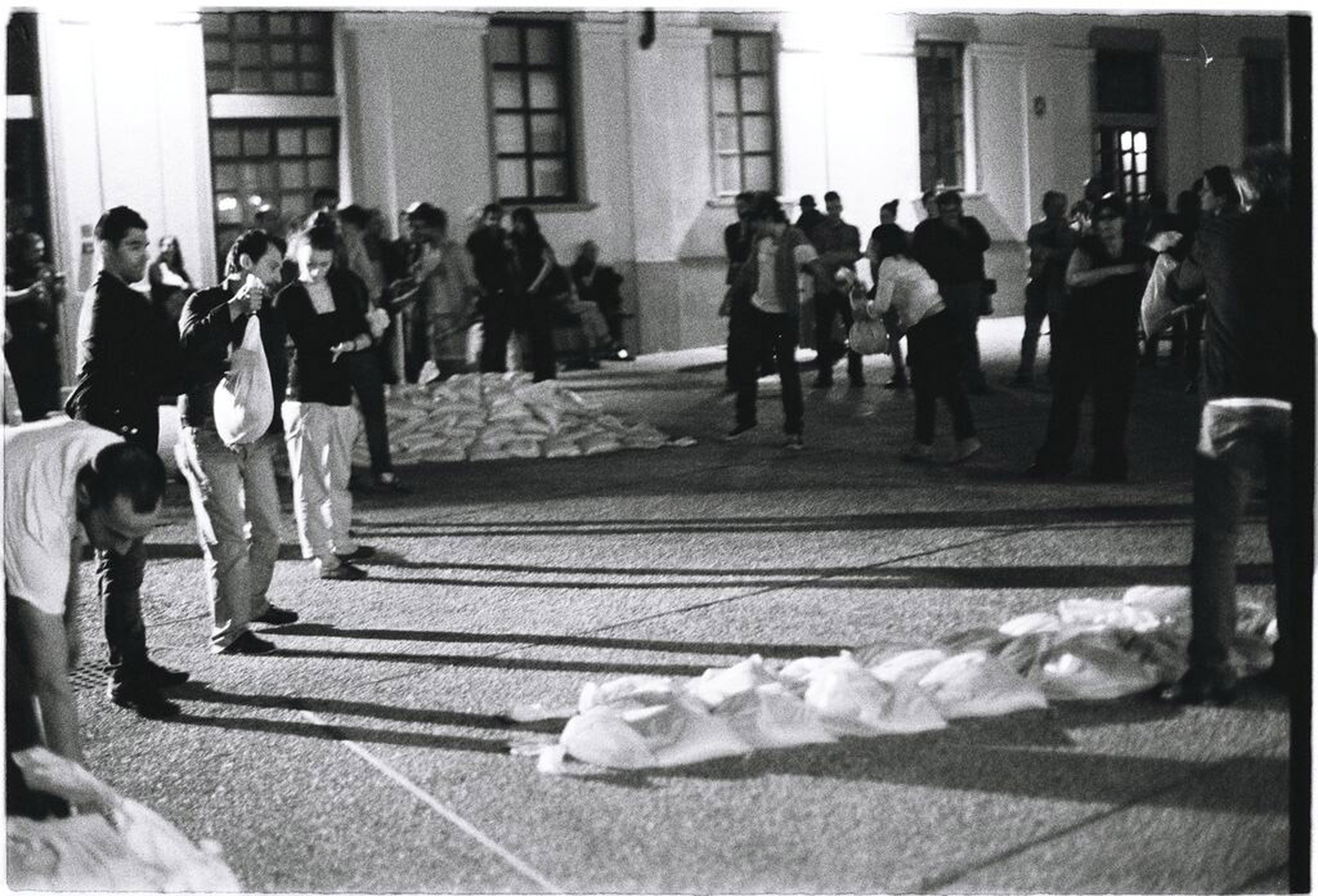 Action for a sandbag brigade - writing the borders of crisis, 2011 performance
