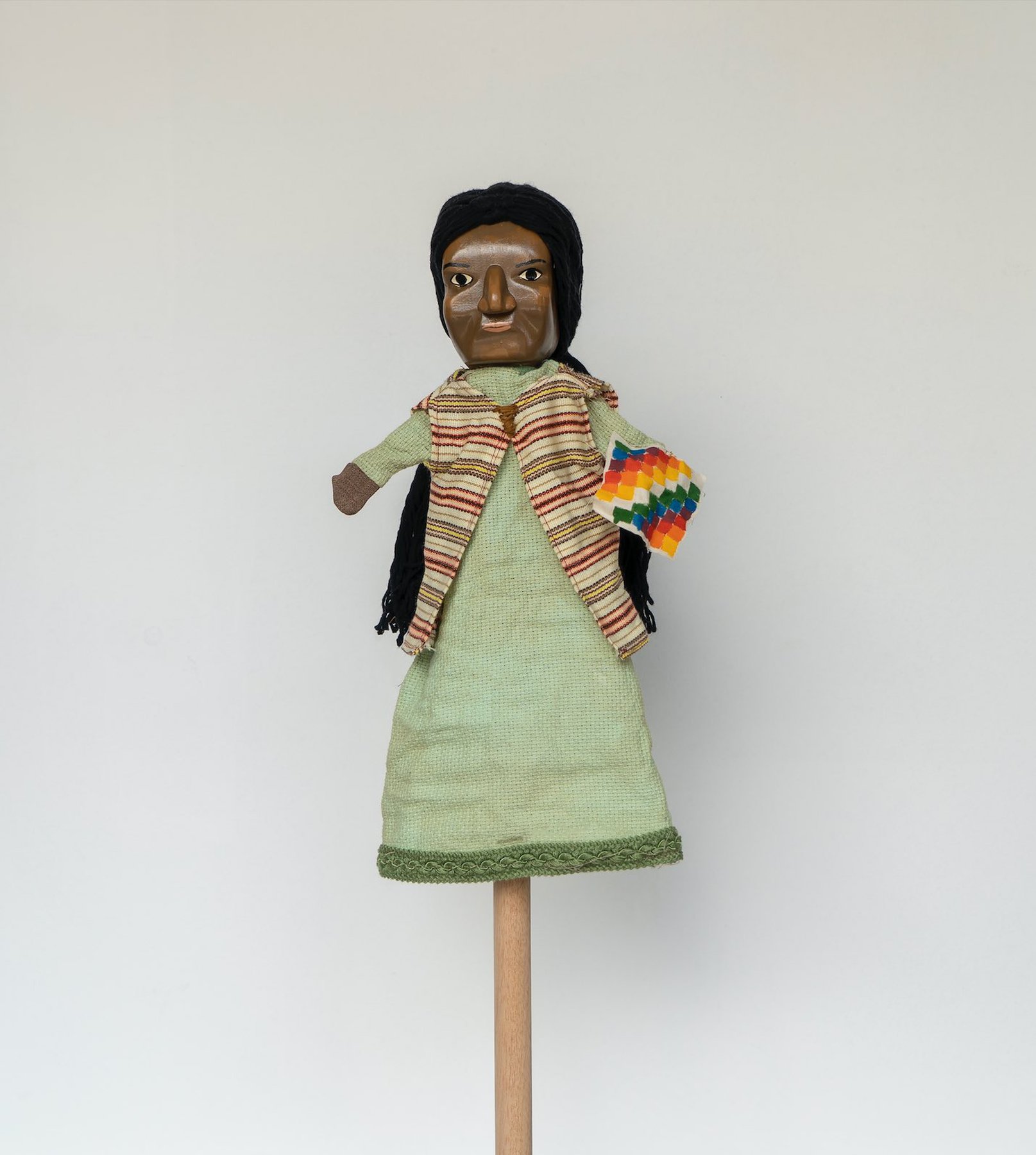 Daniela Ortiz, The Brightness of Greedy Europe, 2022, wood hand-carved, sewn, knitted and embroidered costumes (25 cm) puppet - Milagro Sala
