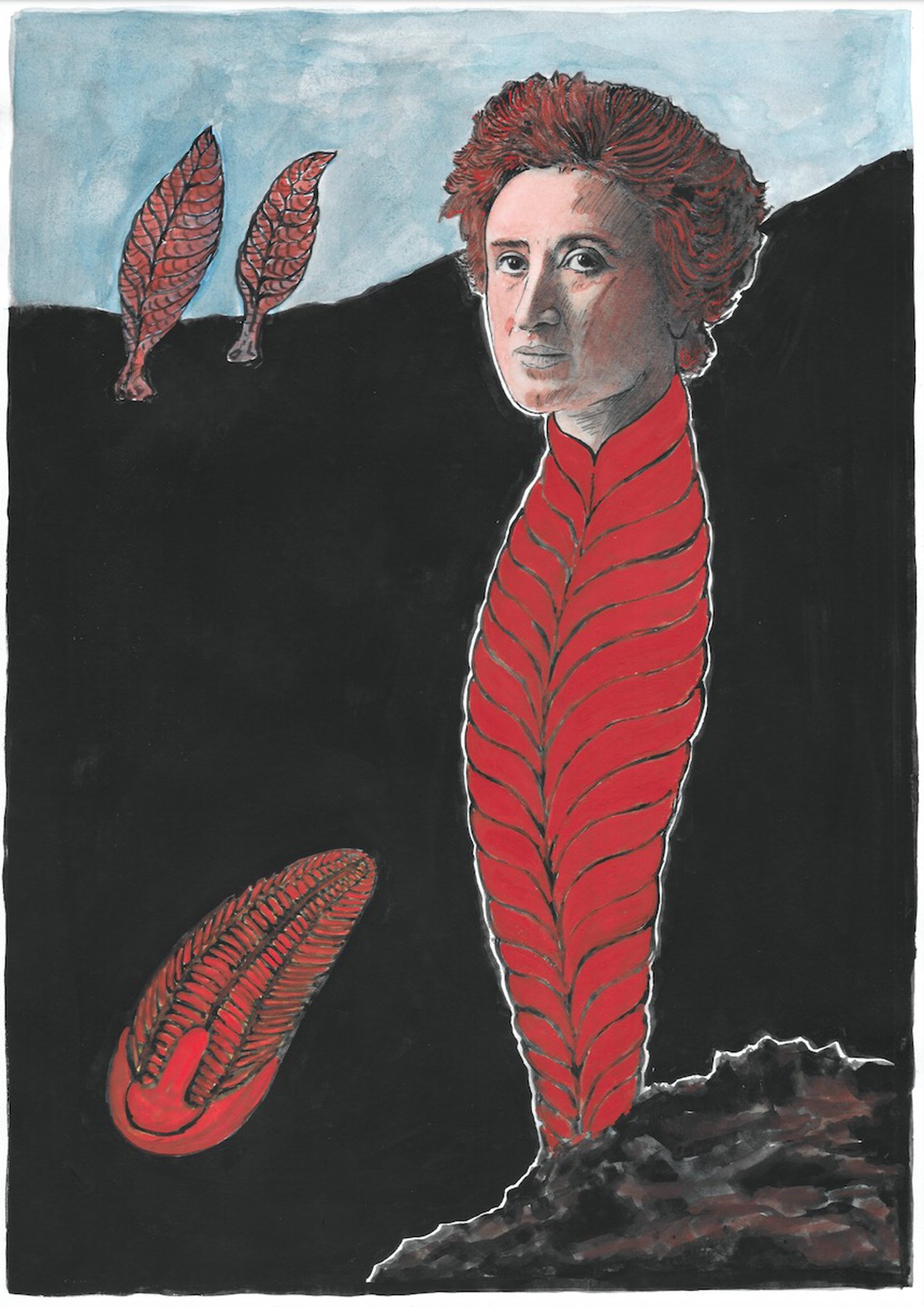 94 Million Years of Collectivism, Rosa Luxemburg (1871-1919) with Charnia and Spriggina